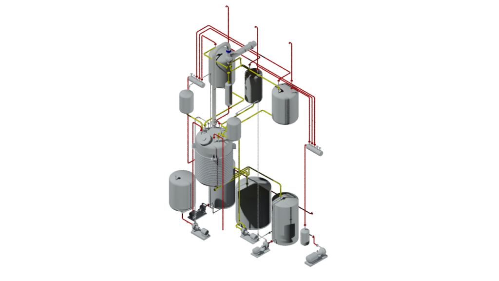 Stainless Steel Reactor System 3D with piping